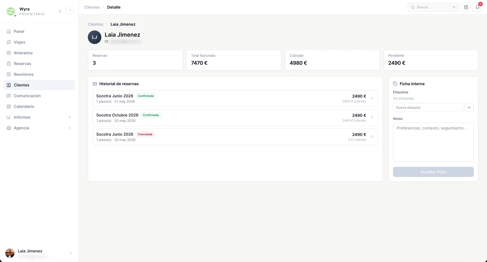 Portal Wyra — Ficha de cliente