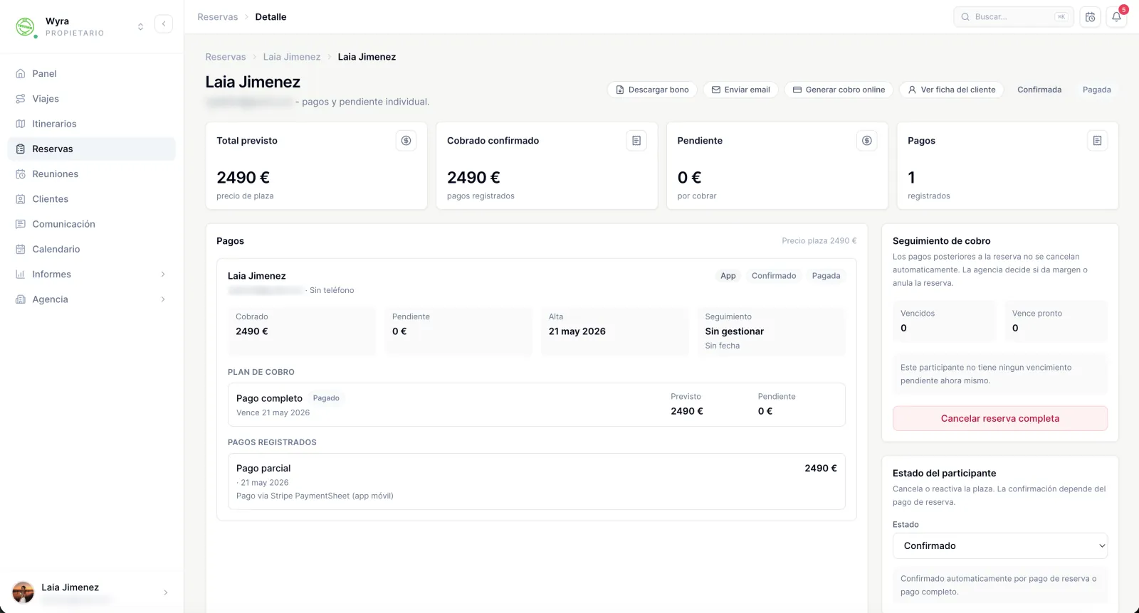 Portal Wyra — Ficha de reserva